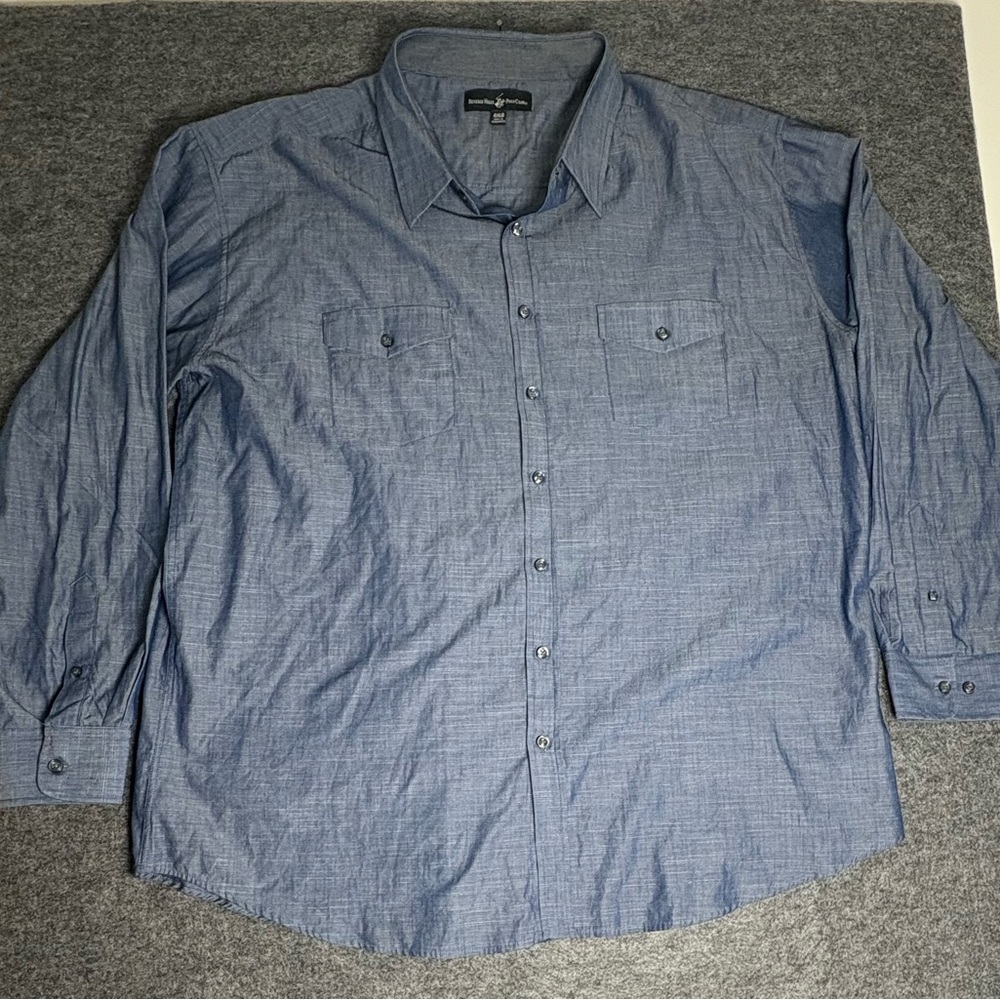 Beverly Hills Polo Club Mens Dark Blue Long Sleeve Casual Dress Shirt Size 4XLB